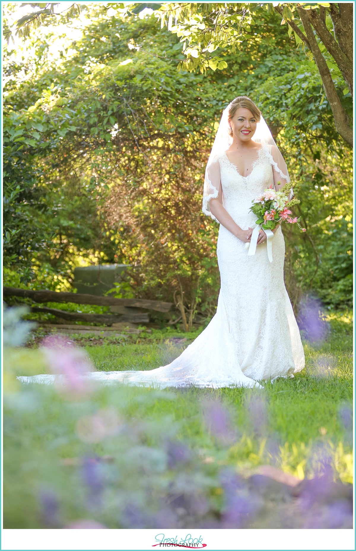 bride in lavender field