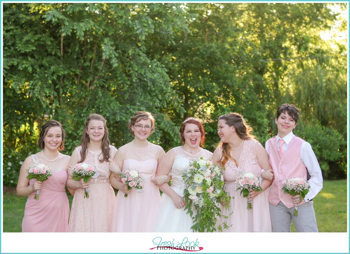 laughing bridesmaids