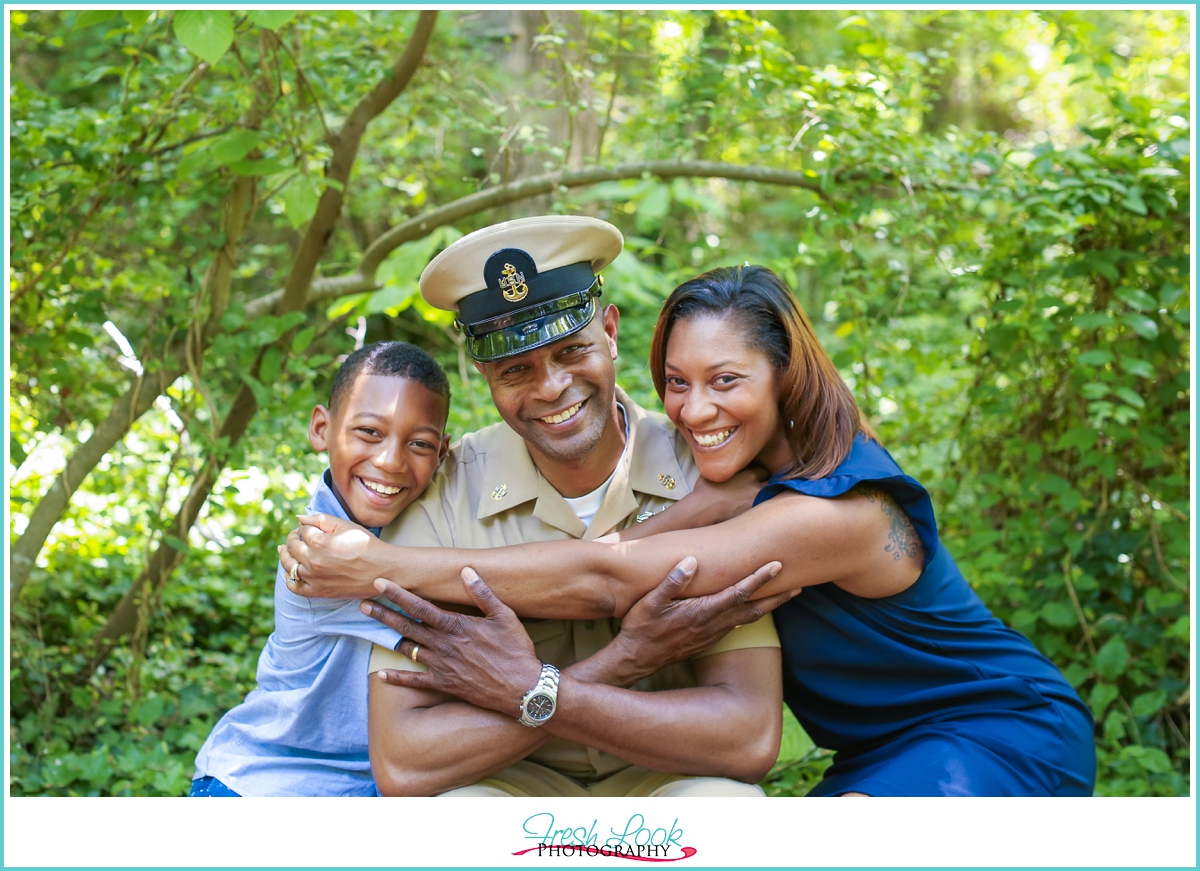 military family of three