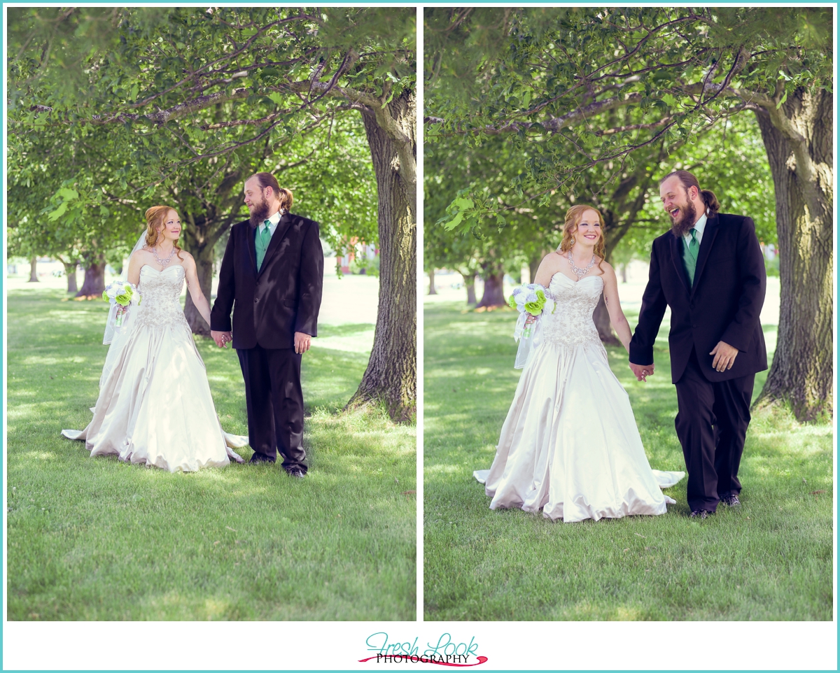 bride and groom on wedding day