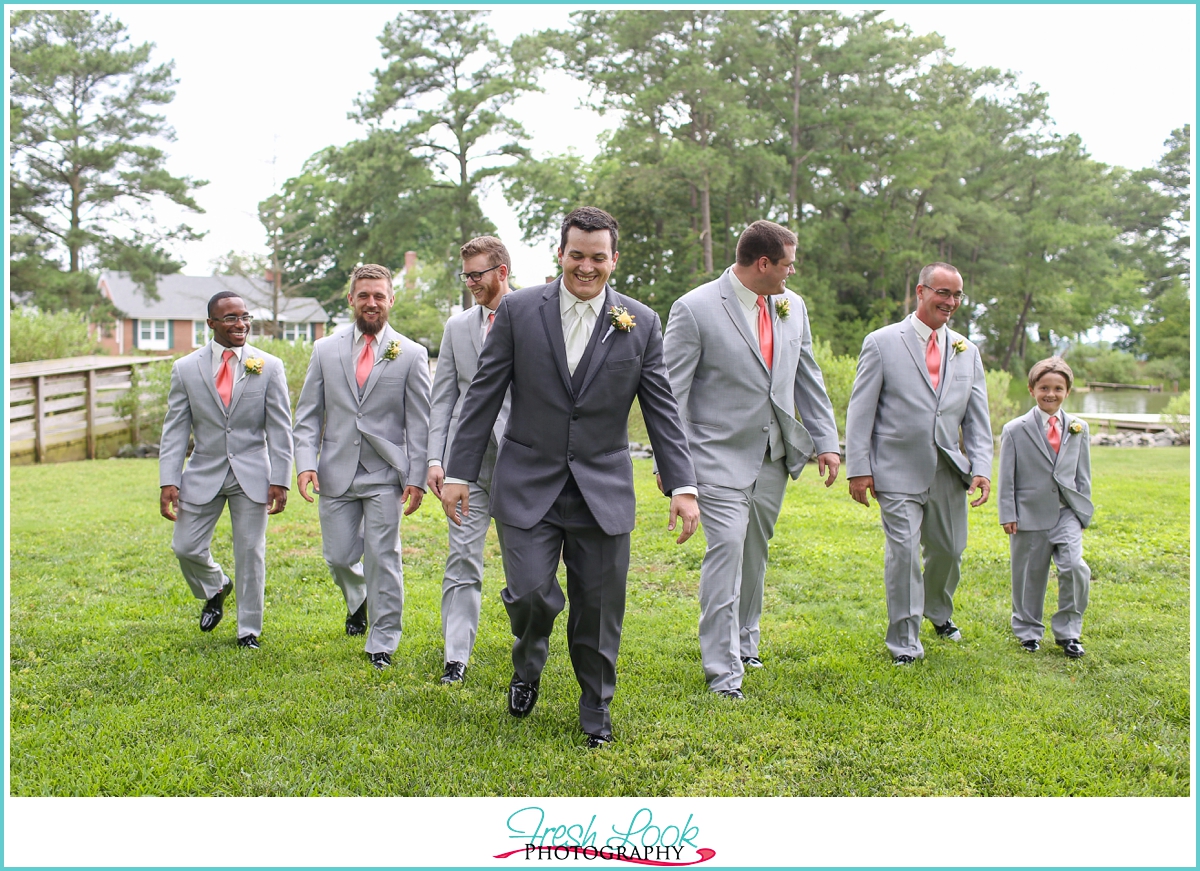 groomsmen goofing off