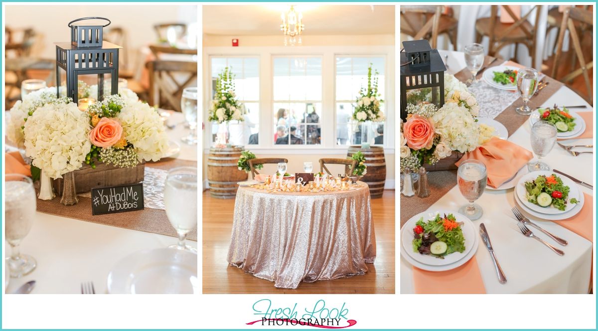 rustic romance reception