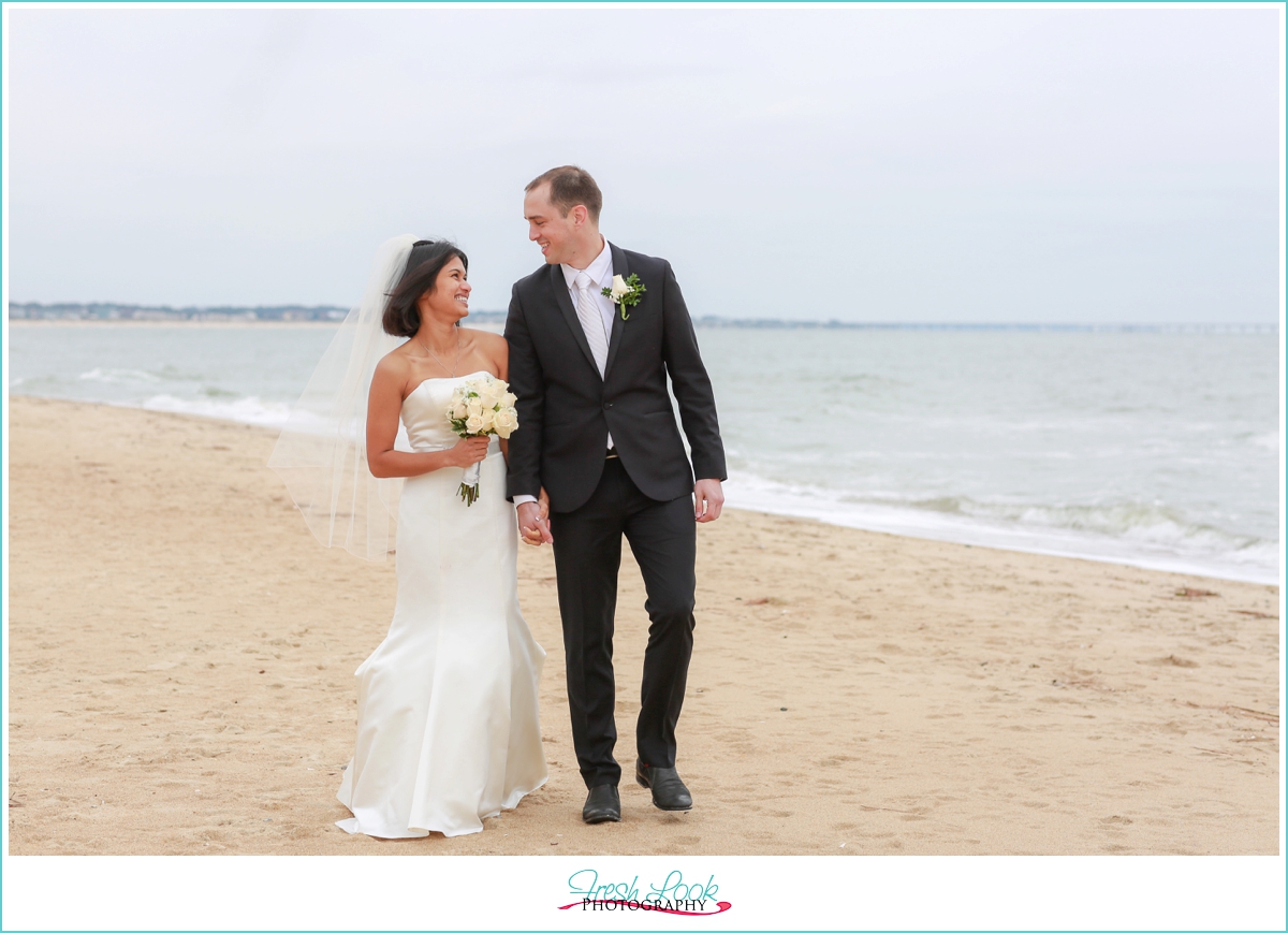 walking on the beach