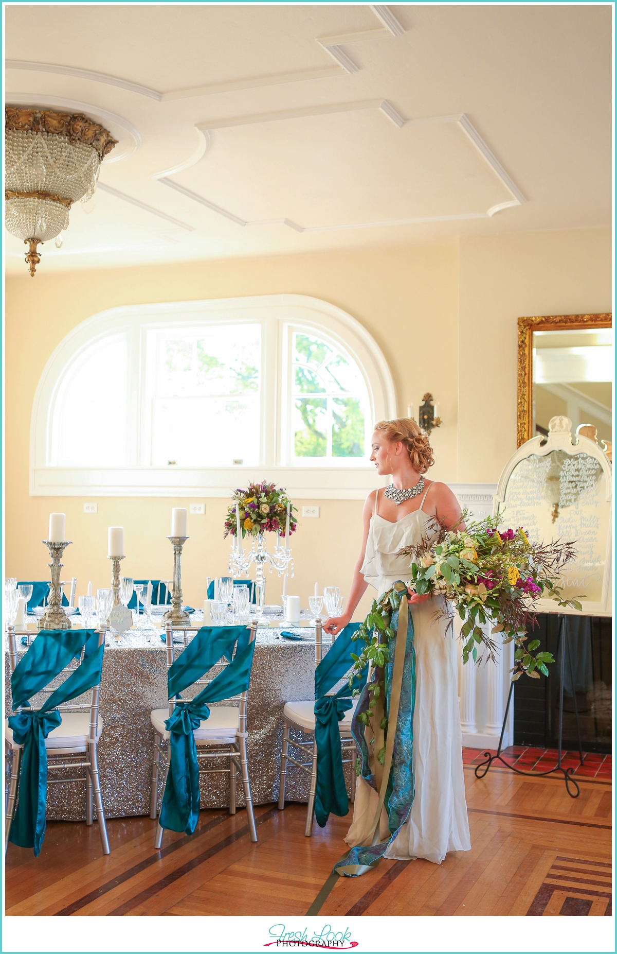 Sparkle and Shine teal bridal session