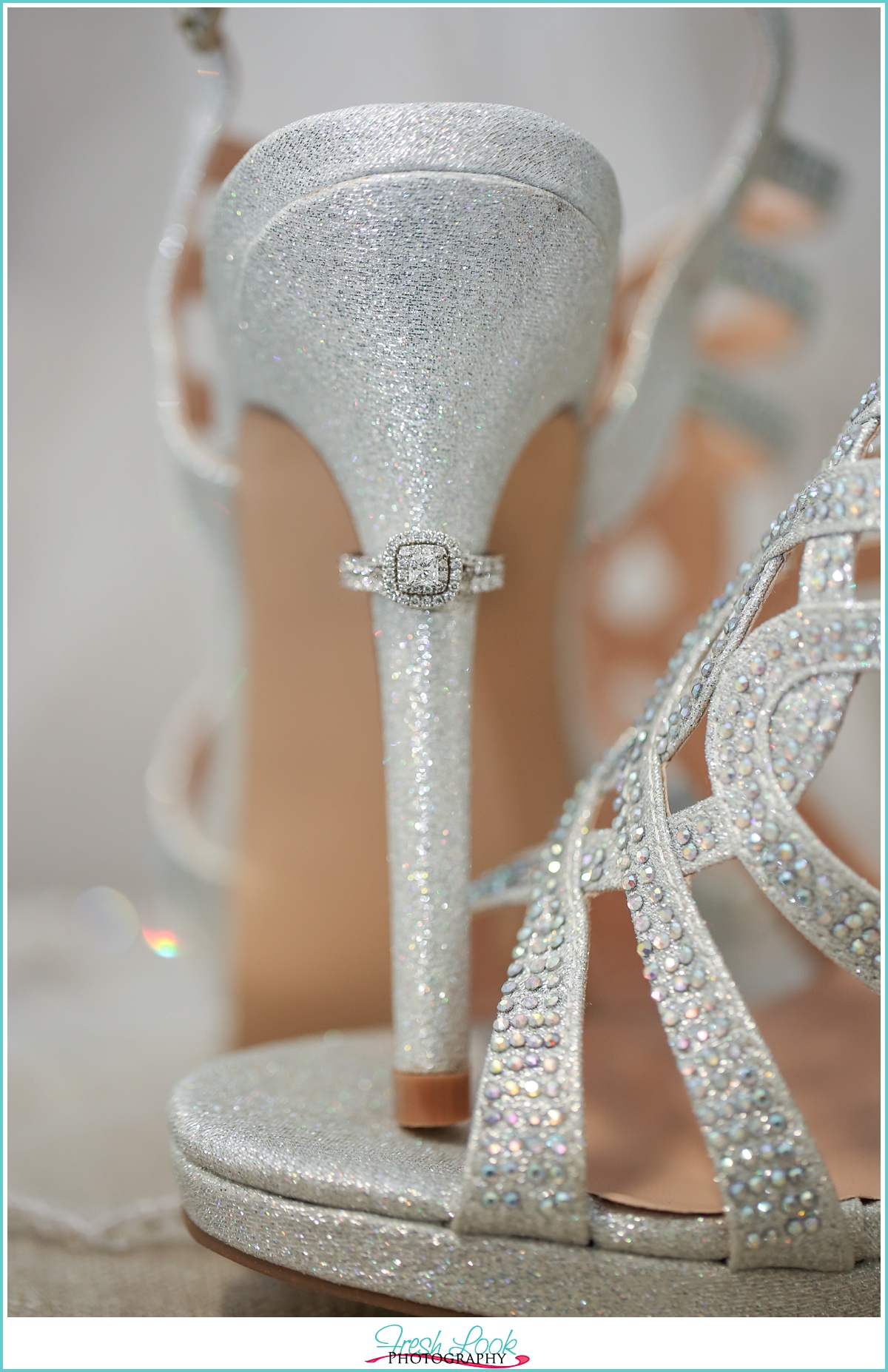sparkly shoes and engagement ring