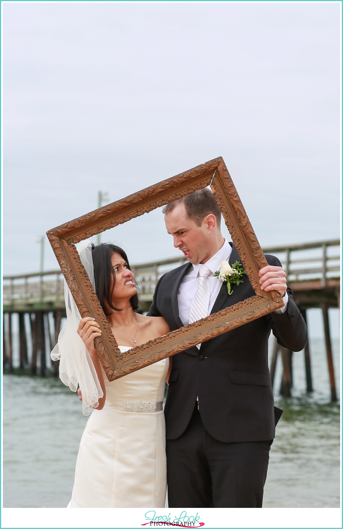 goofy bride and groom