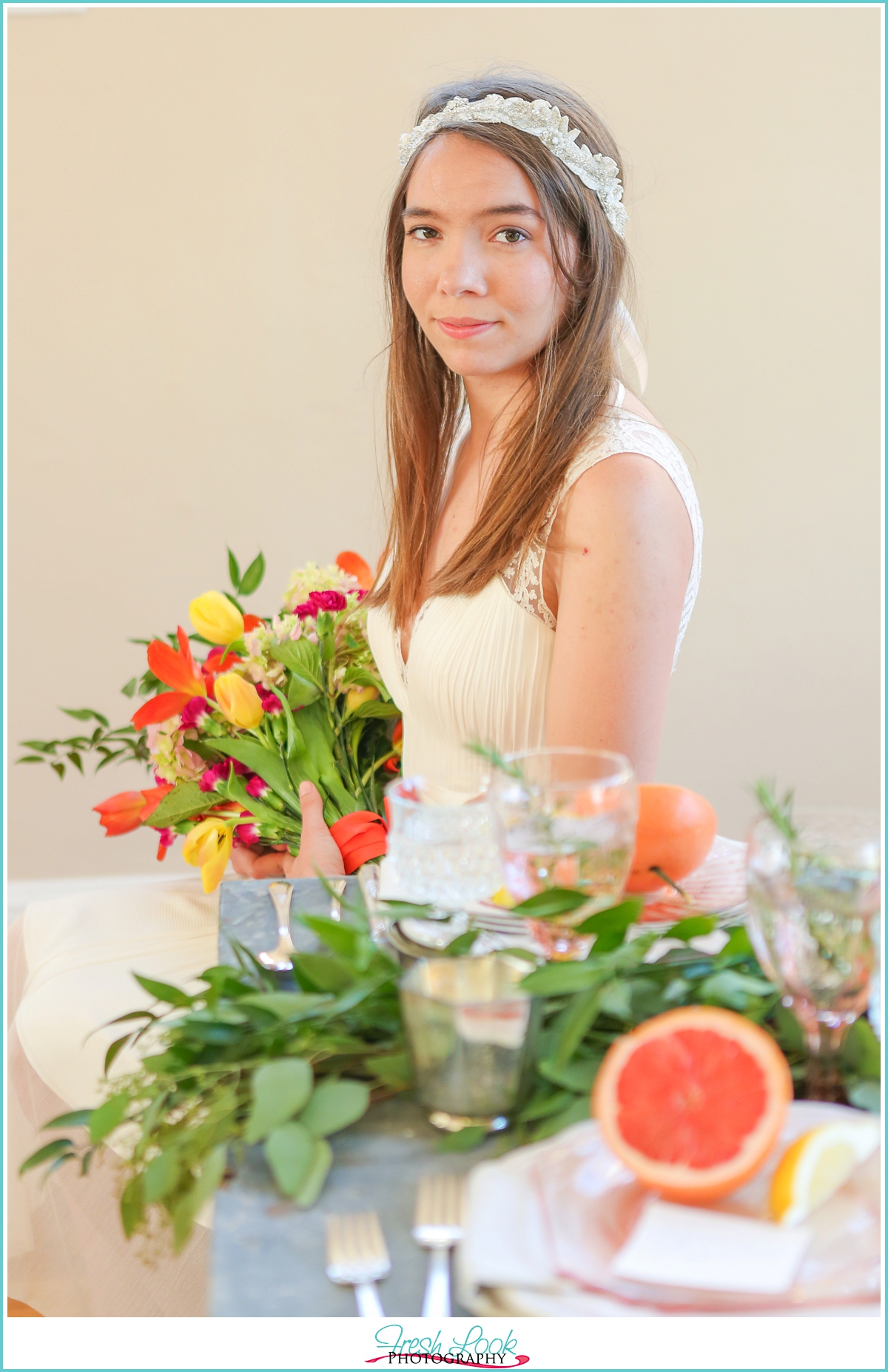 colorful bridal portrait