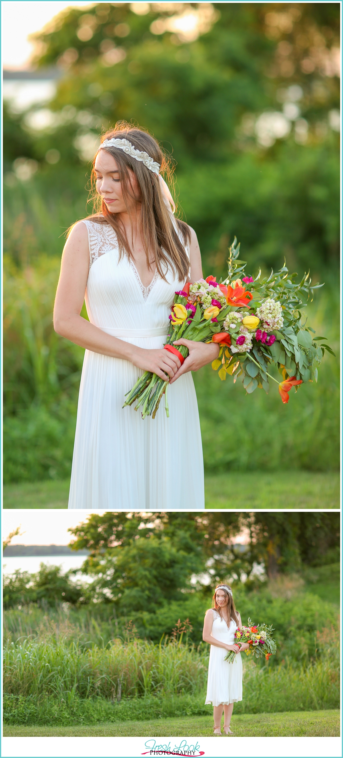 bride at sunset