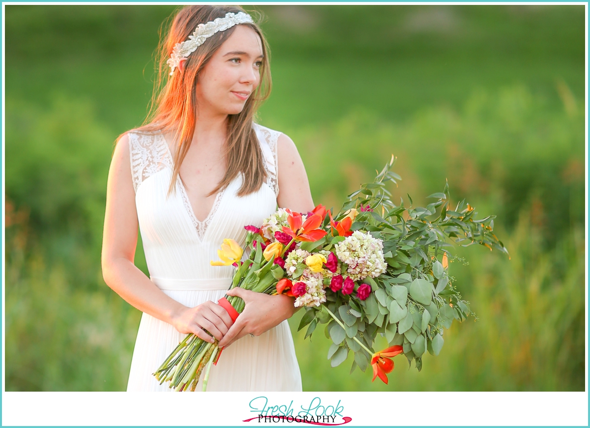 bridal portrait at sunset