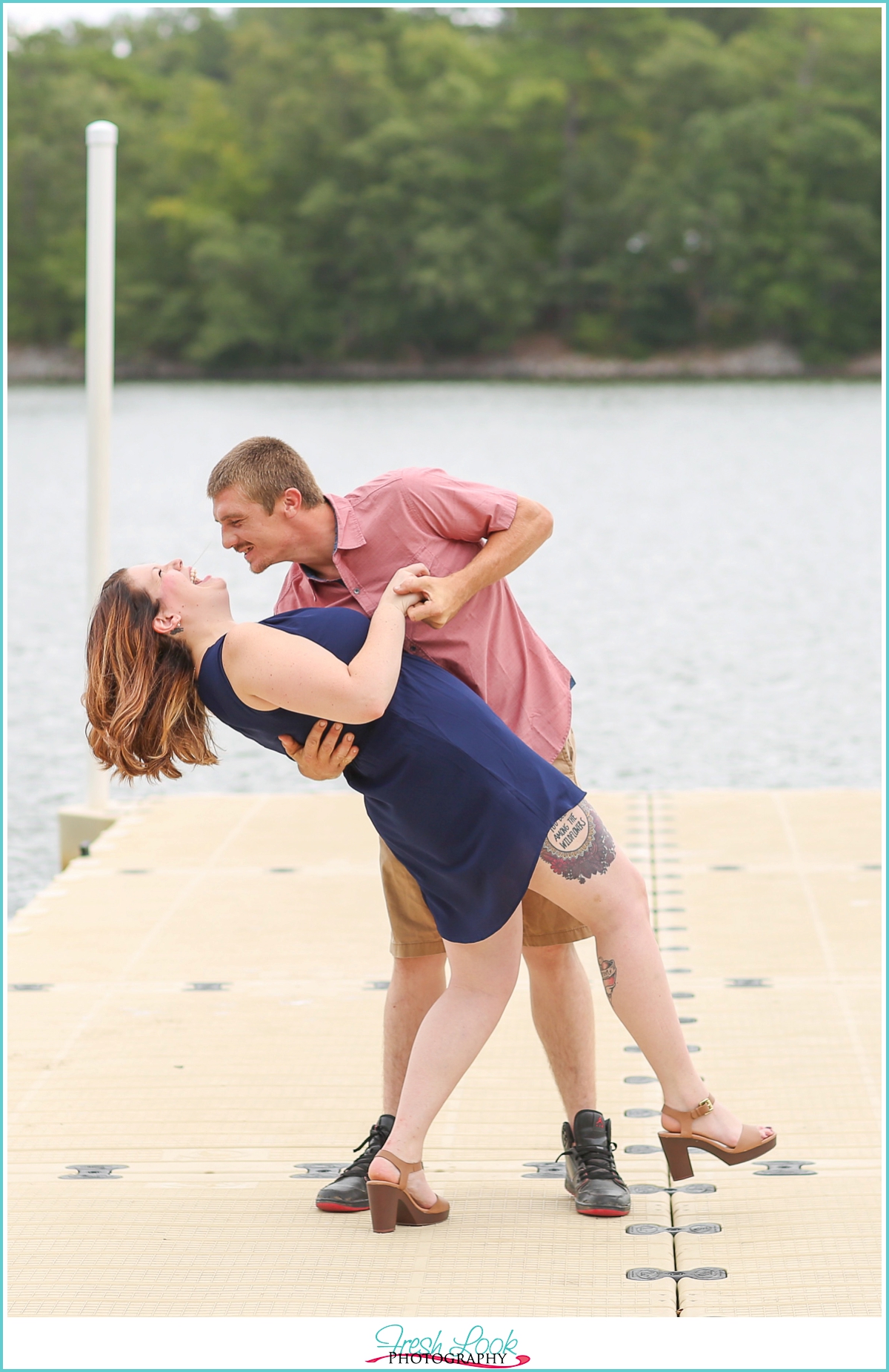 laughing during engagement shoot