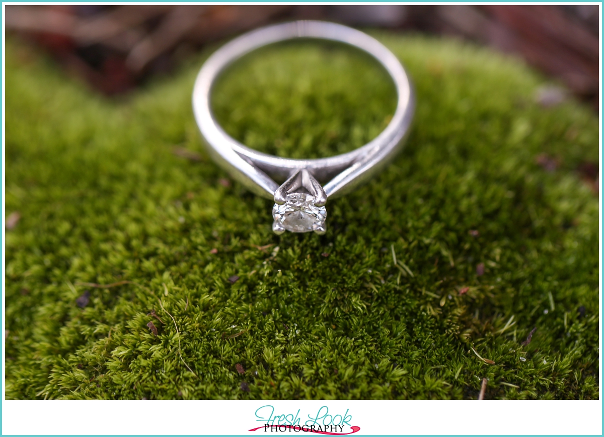 engagement ring in nature