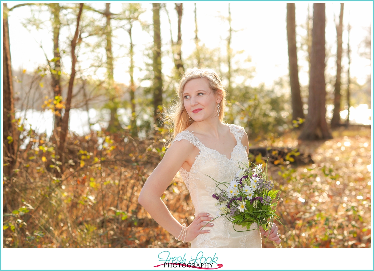 bridal session in the woods