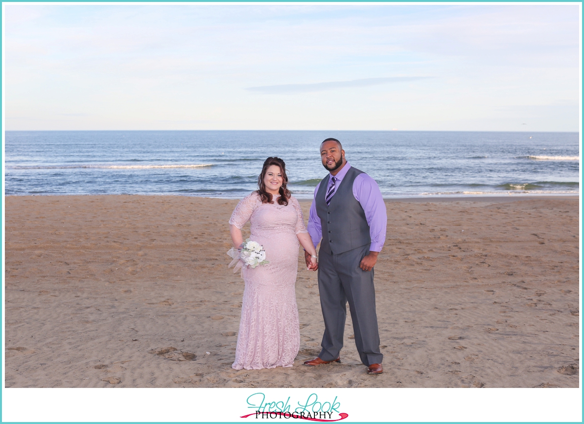 bride and groom on the oceanfront