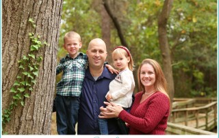 family photos in the woods