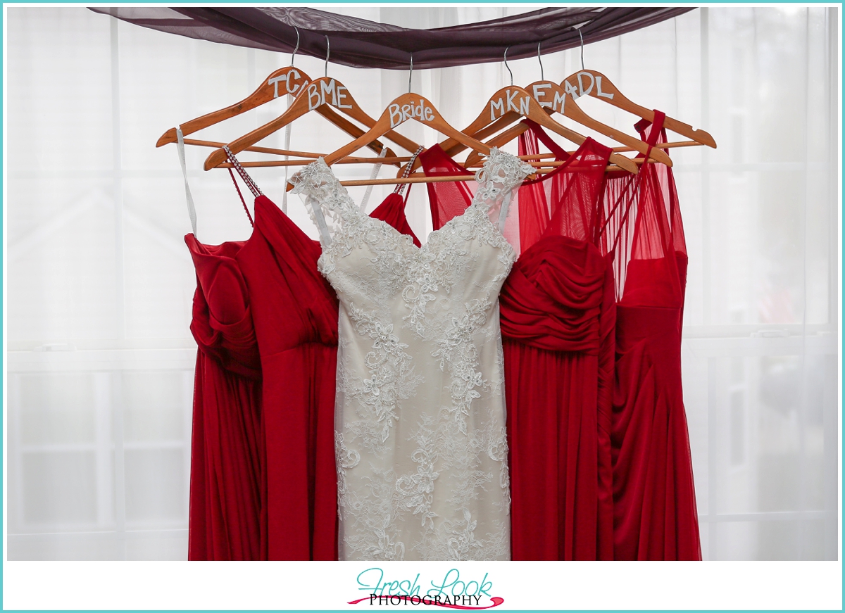 bridesmaid dresses and wedding gown