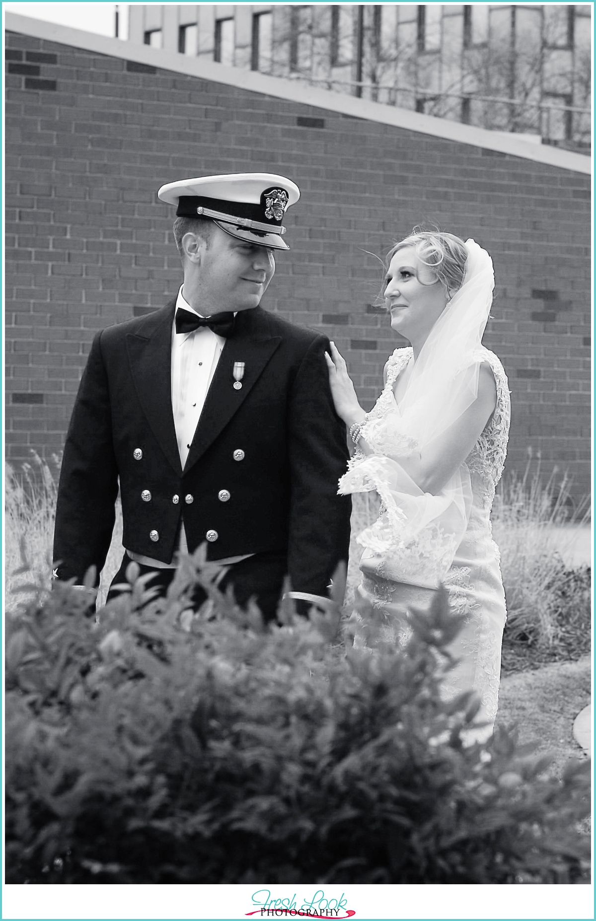 bride and groom first look