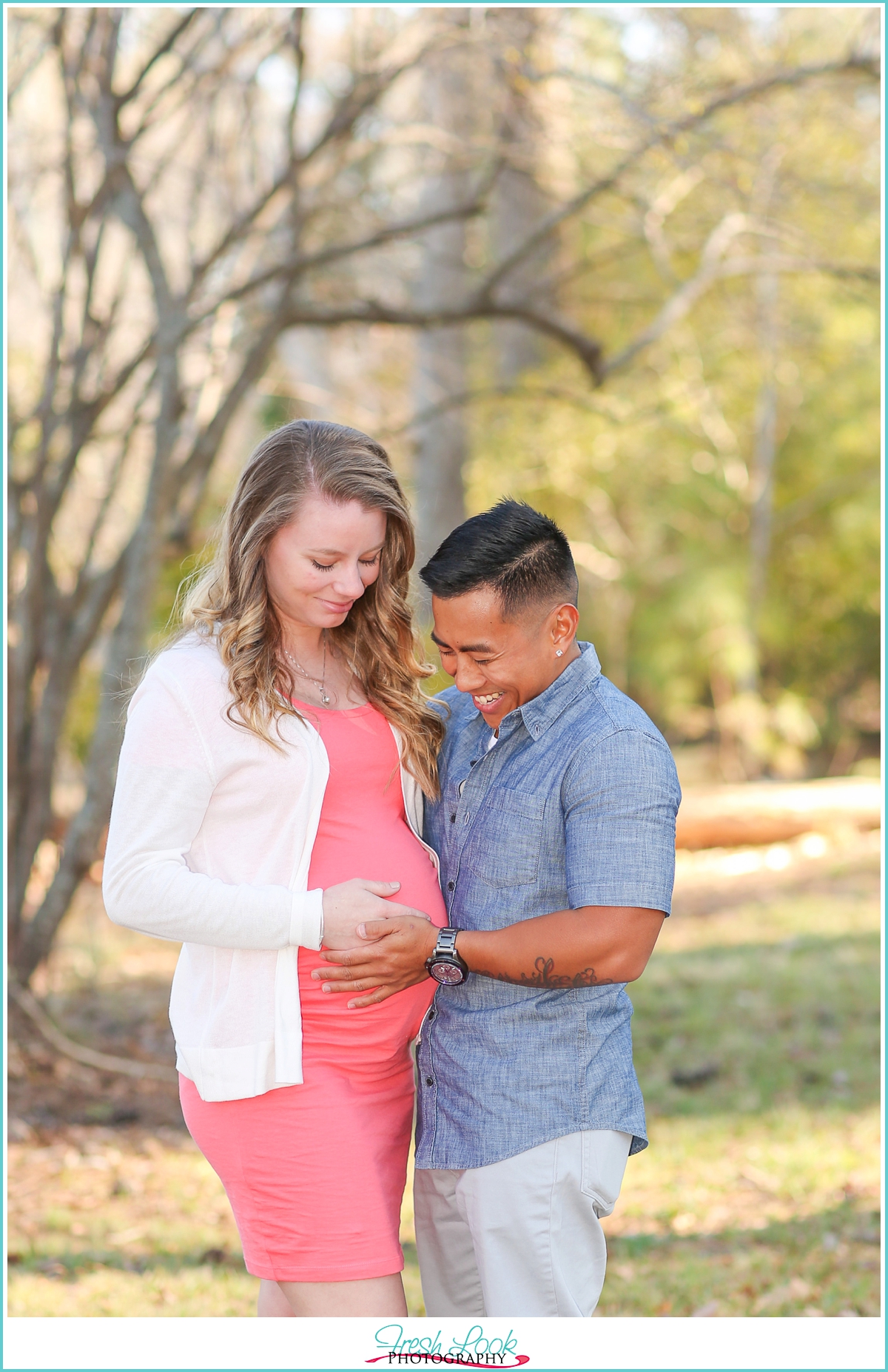 laughing together during photo shoot