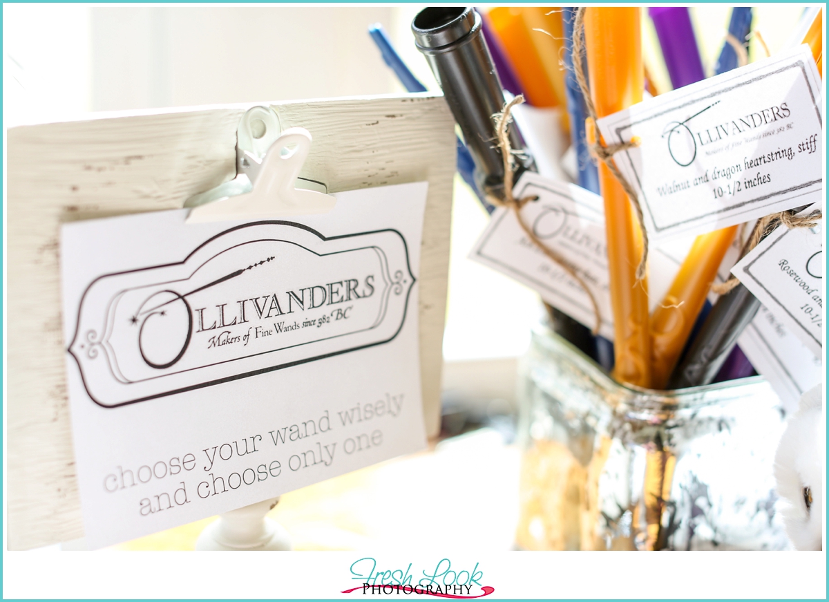 Ollivanders wands birthday party idea