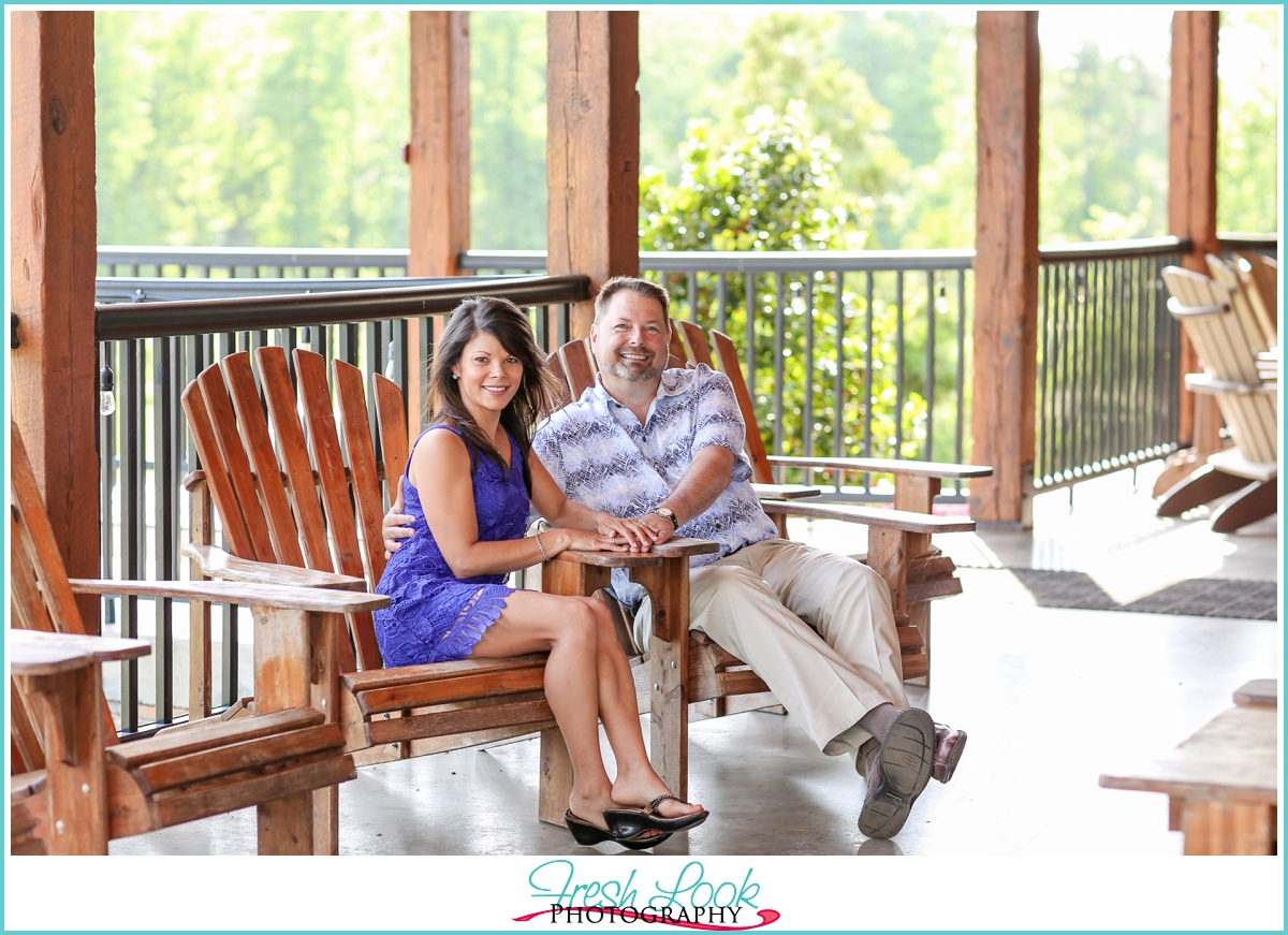 relaxed porch engagement session