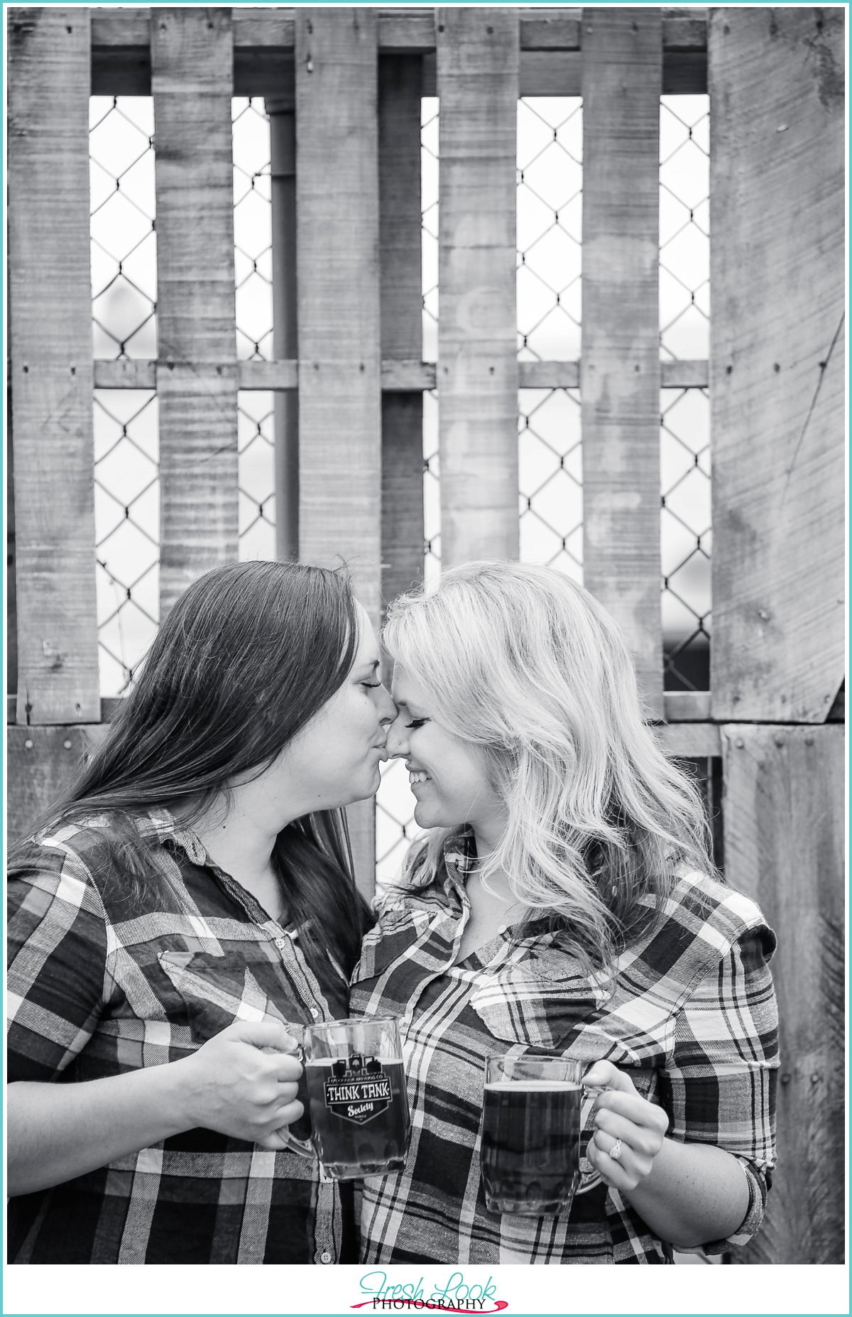 black and white engagement photography