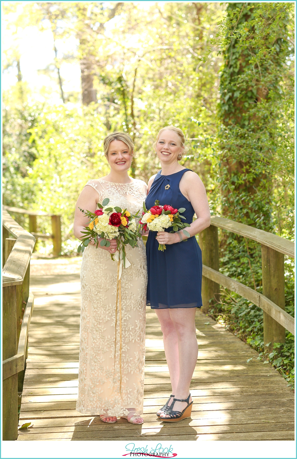 bride and bridesmaid