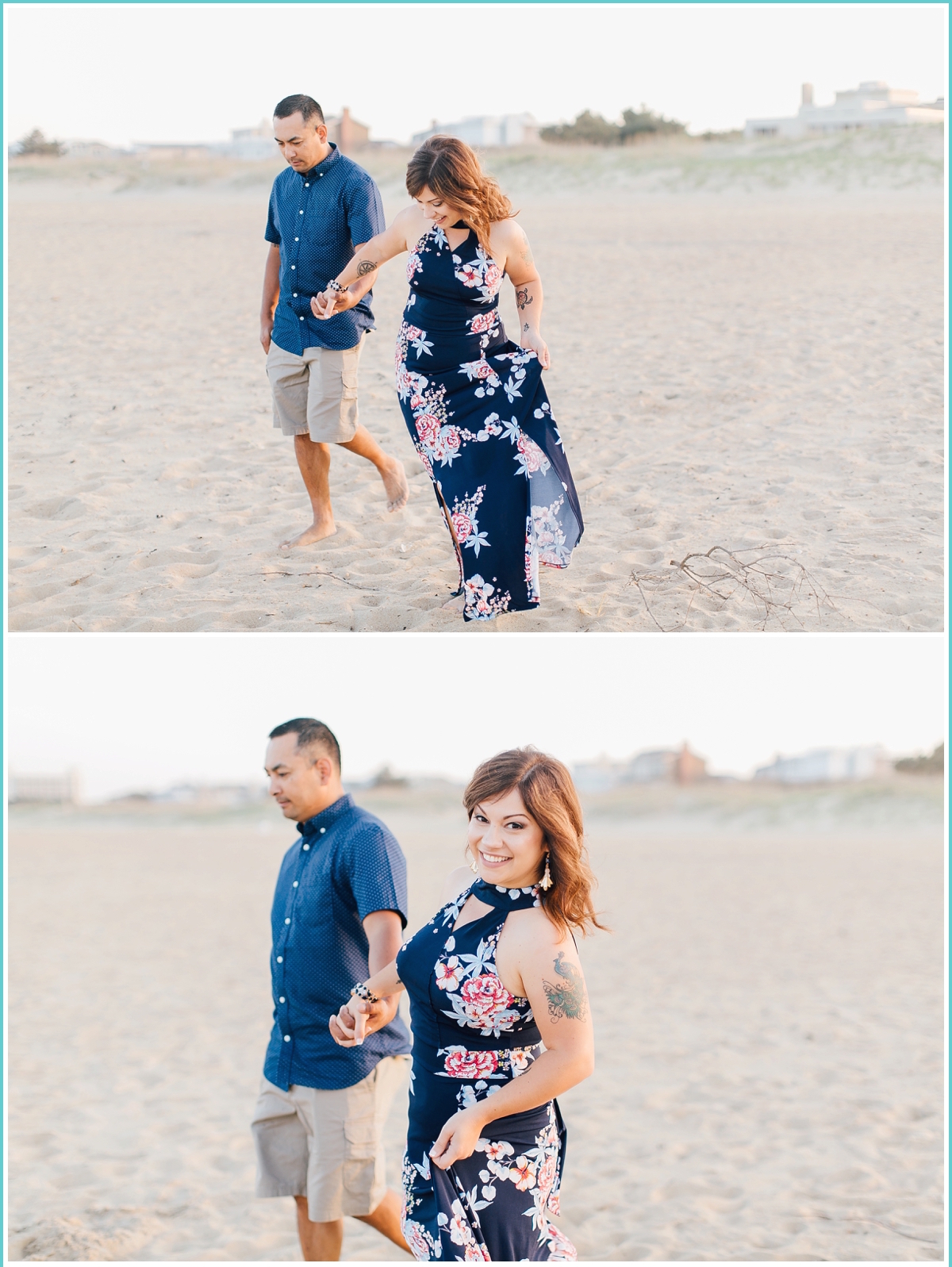 walking hand in hand on the beach