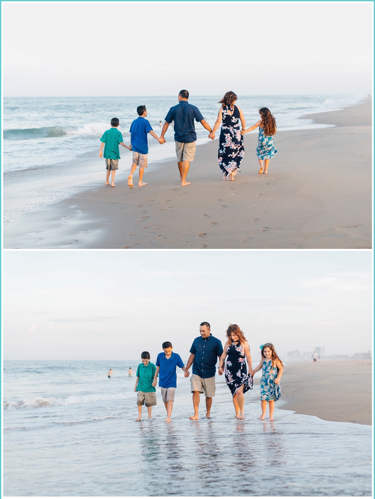 walking together on the beach