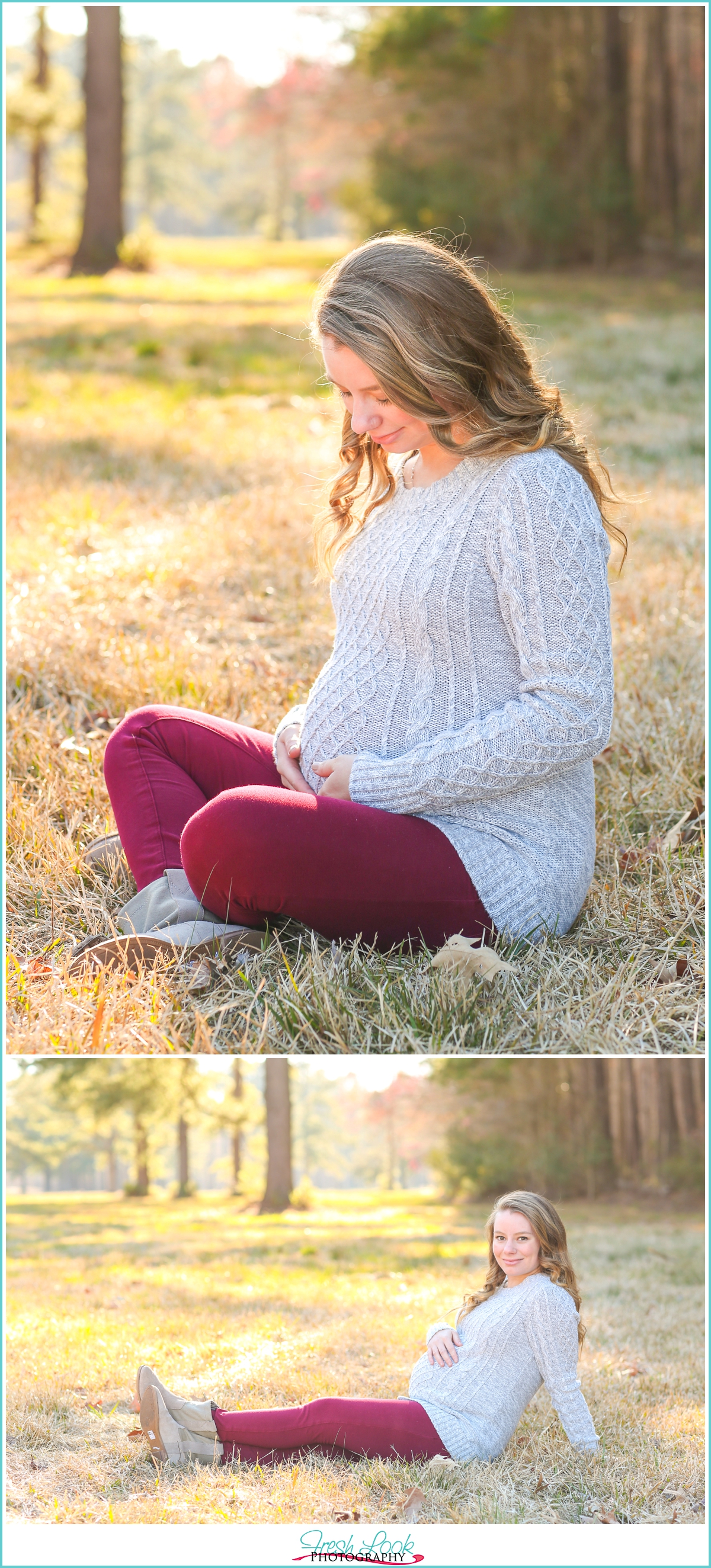 woodsy maternity photo shoot