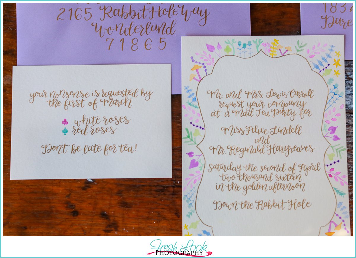 alice in wonderland wedding stationery