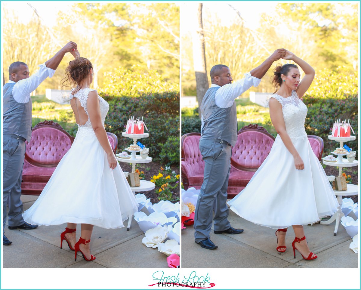 bride and groom first dance