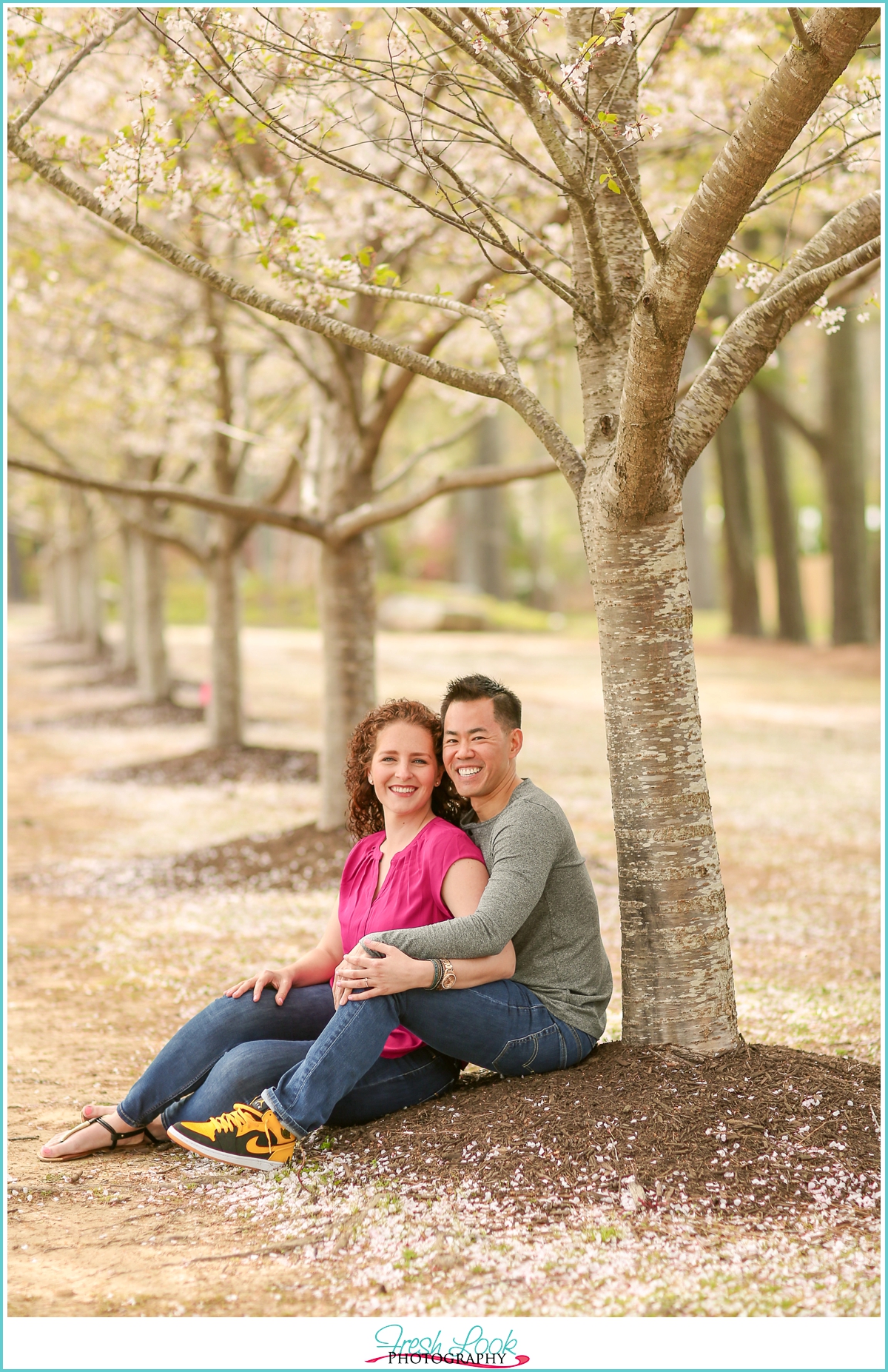 sitting under the cherry blossom trees