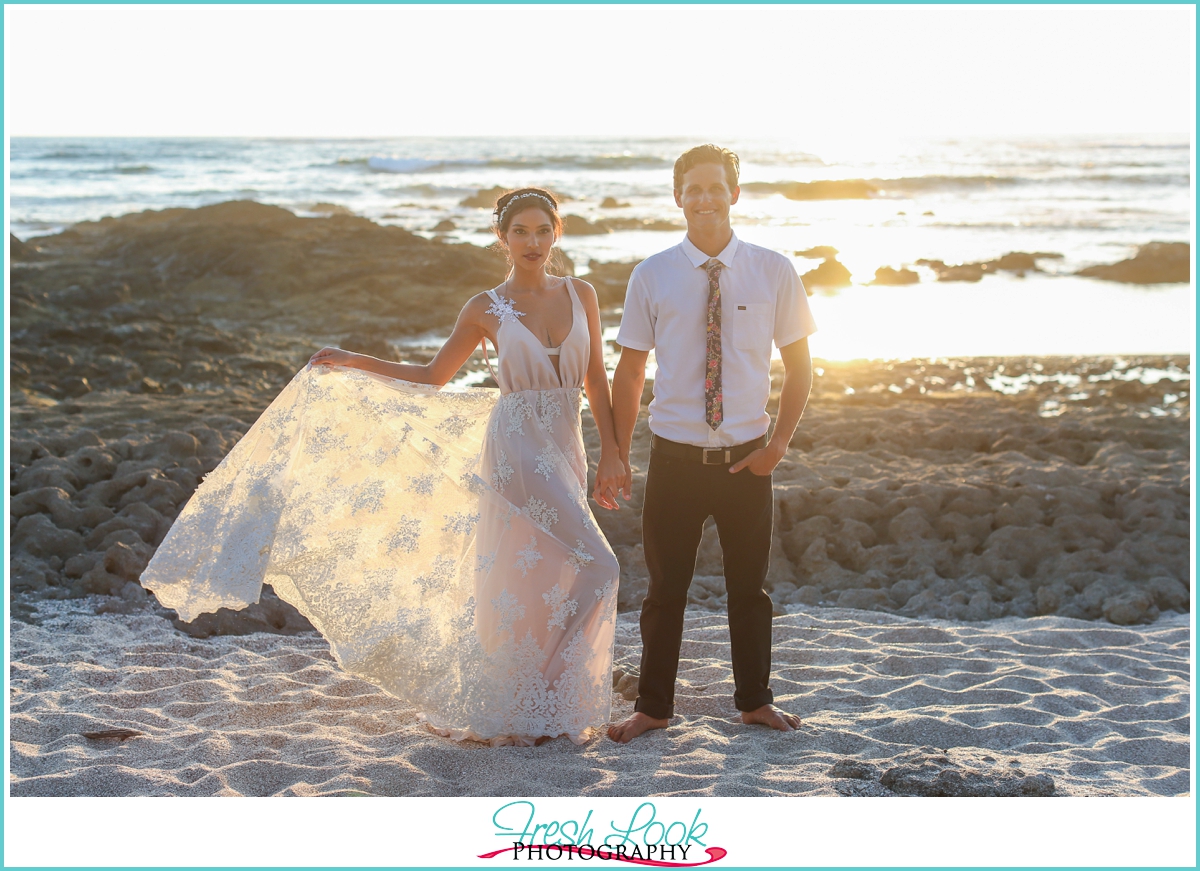 bridal portraits at sunset Costa Rica