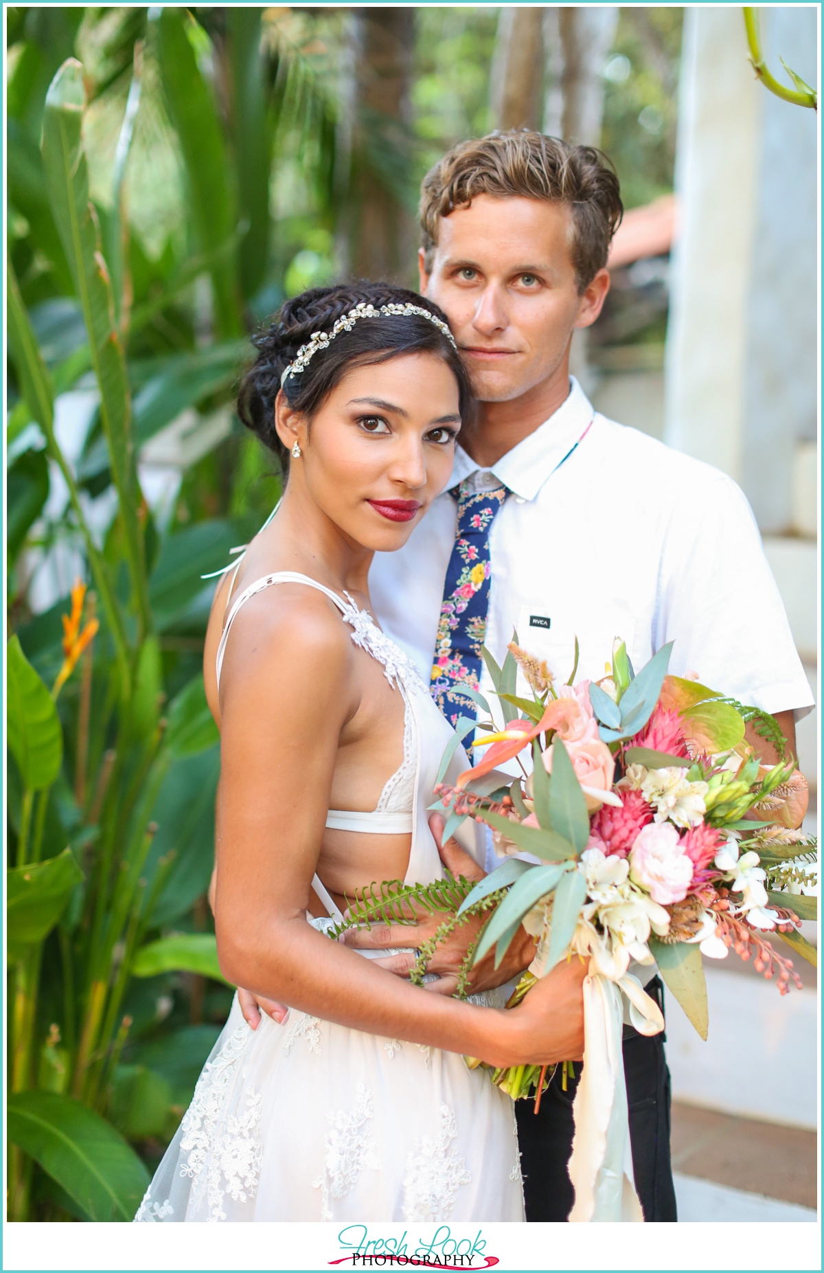 Costa Rica tropical bride and groom