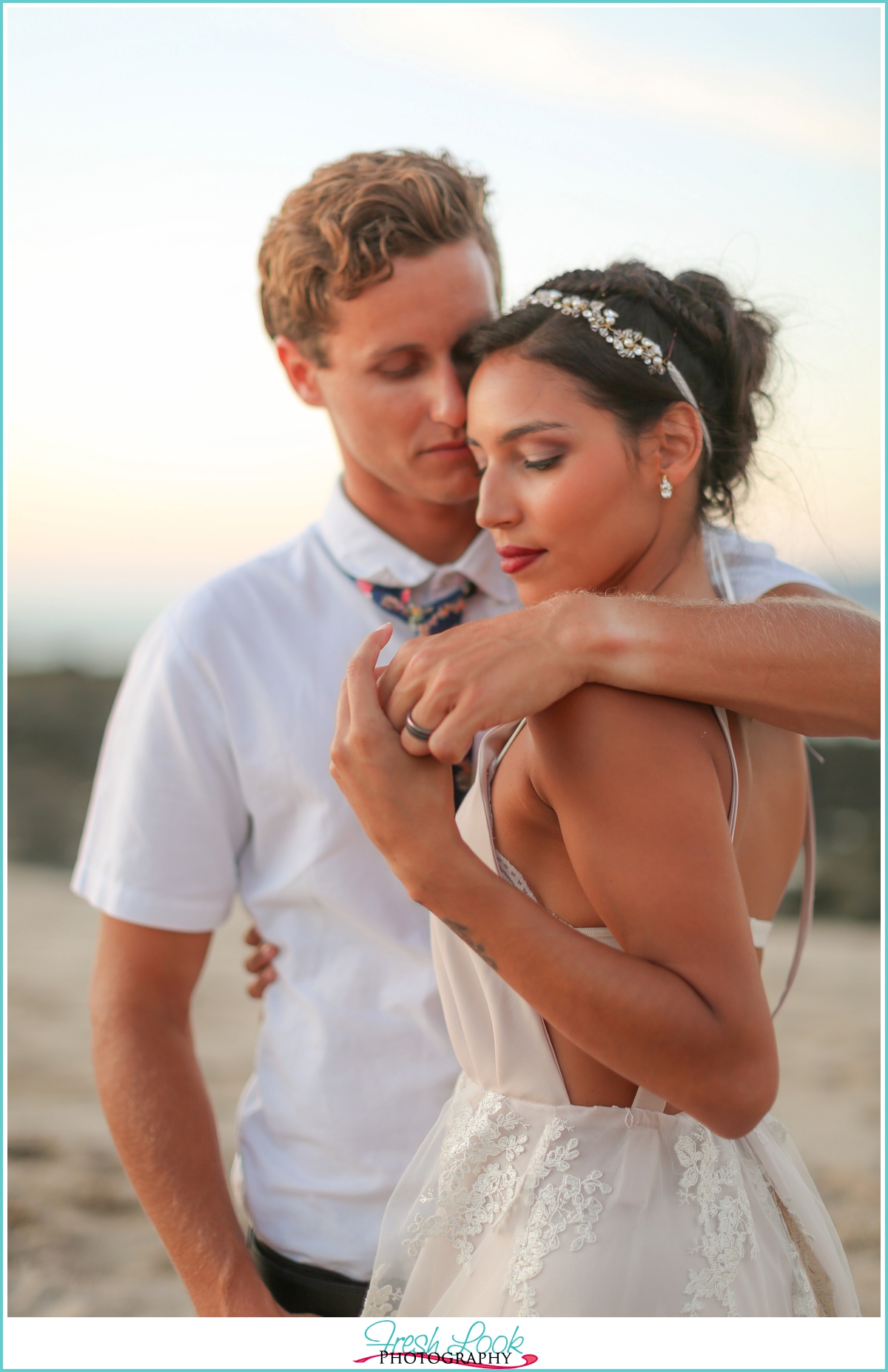 intimate bride and groom portrait