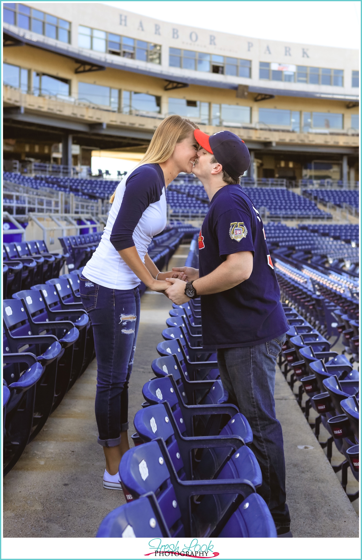 Harbor Park baseball engagement session