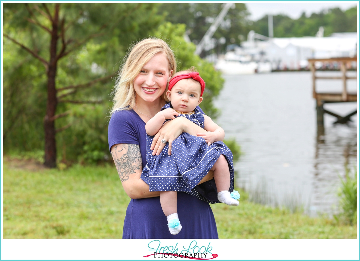 patriotic mother and daughter