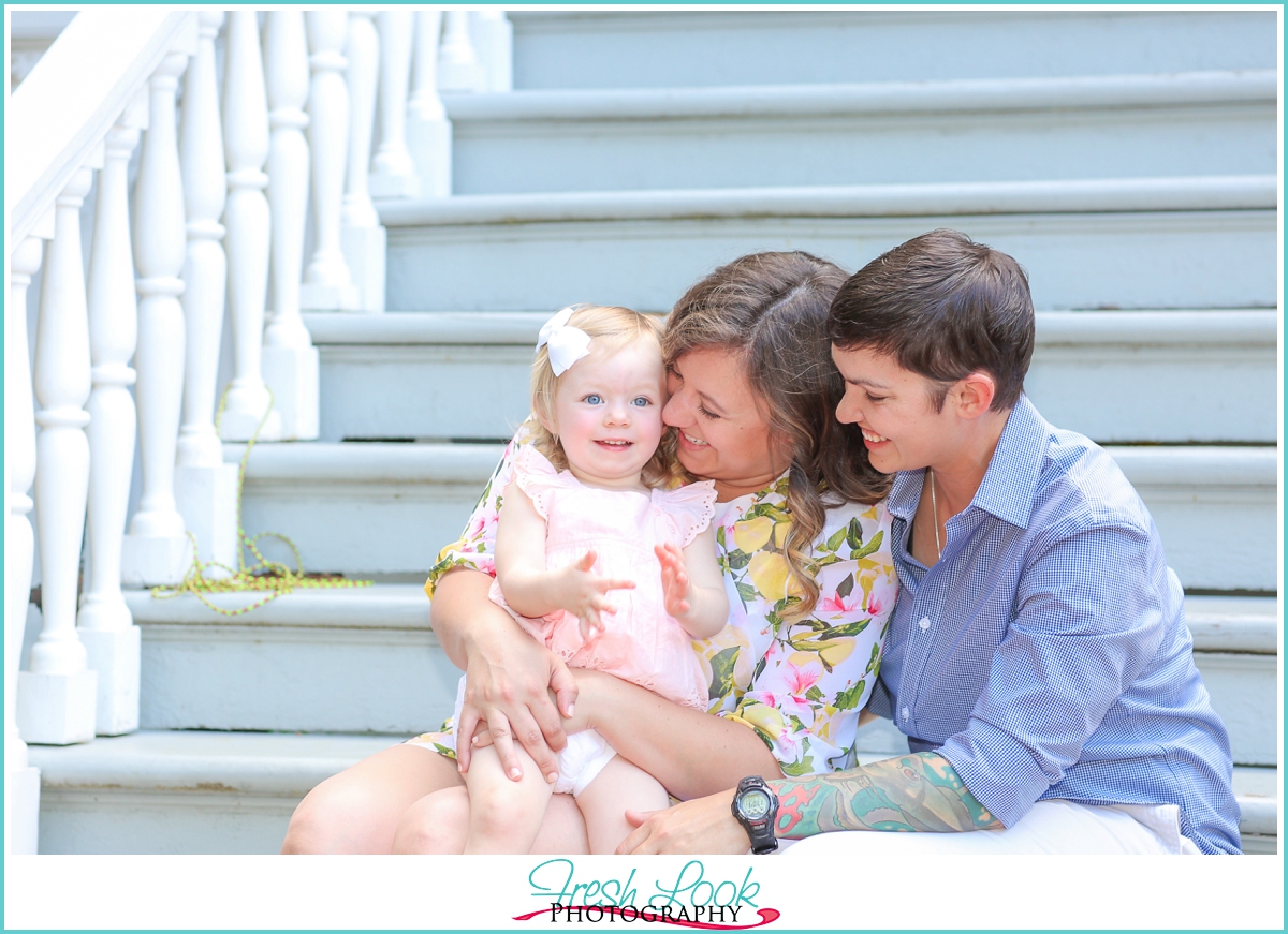 snuggling together during family photos