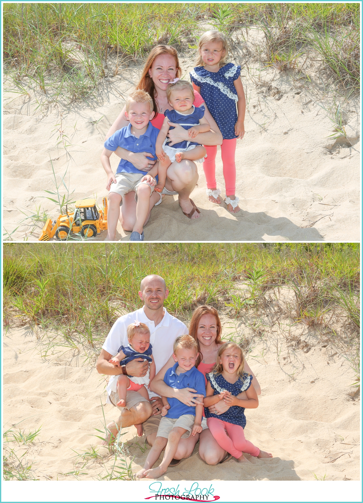 family beach pictures on the sand