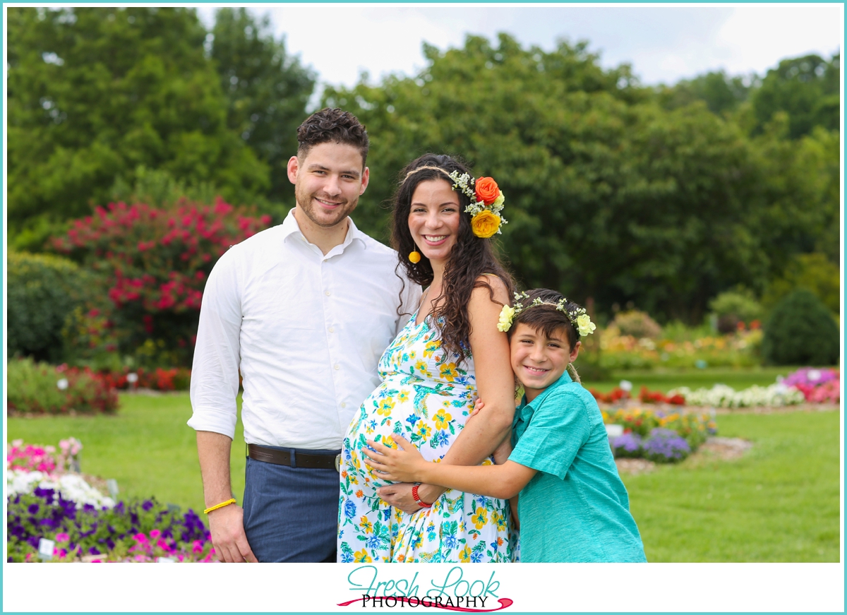 family photos with flowers