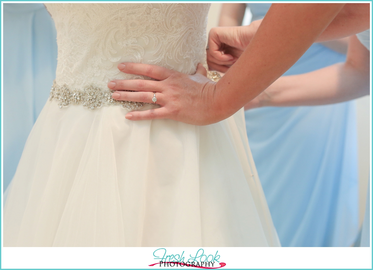 country rustic wedding dress details