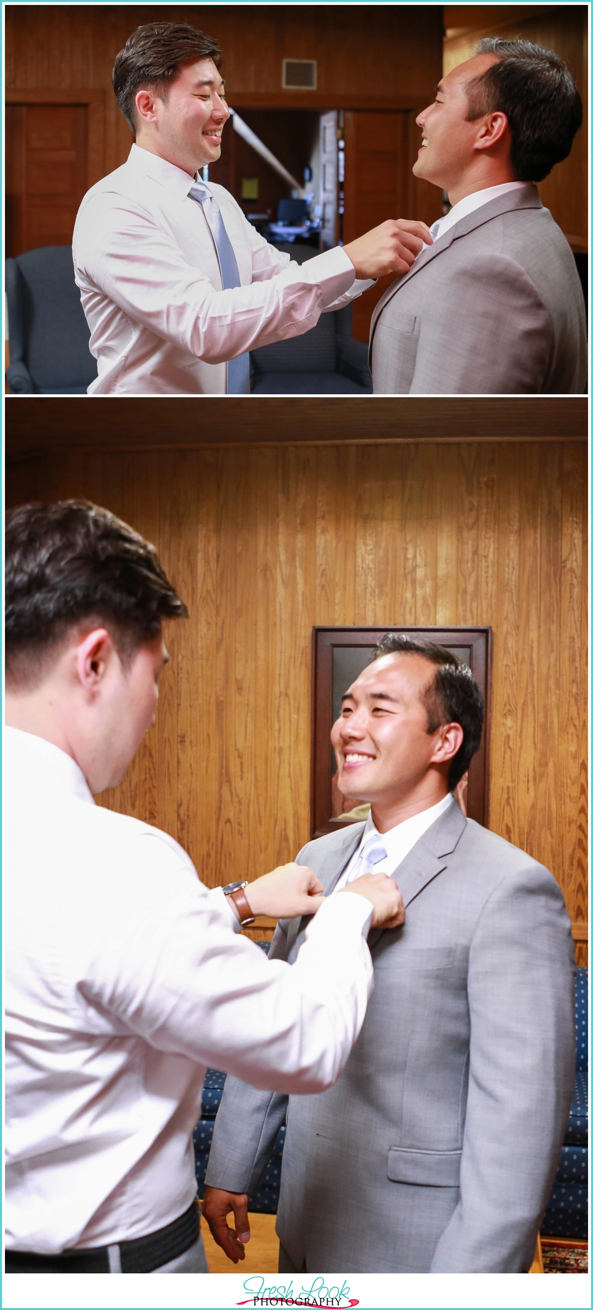 groom getting dressed for the wedding