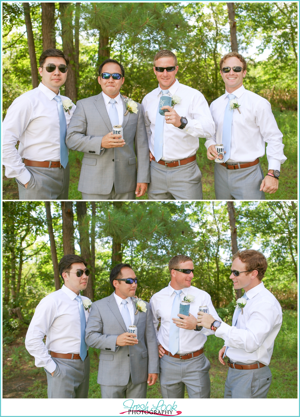 groomsmen drinking beer