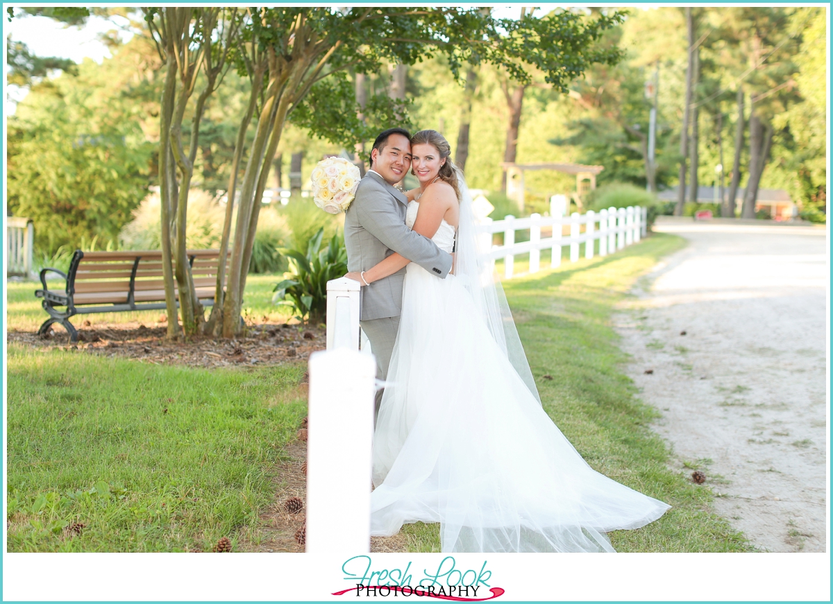 summer bride and groom portraits