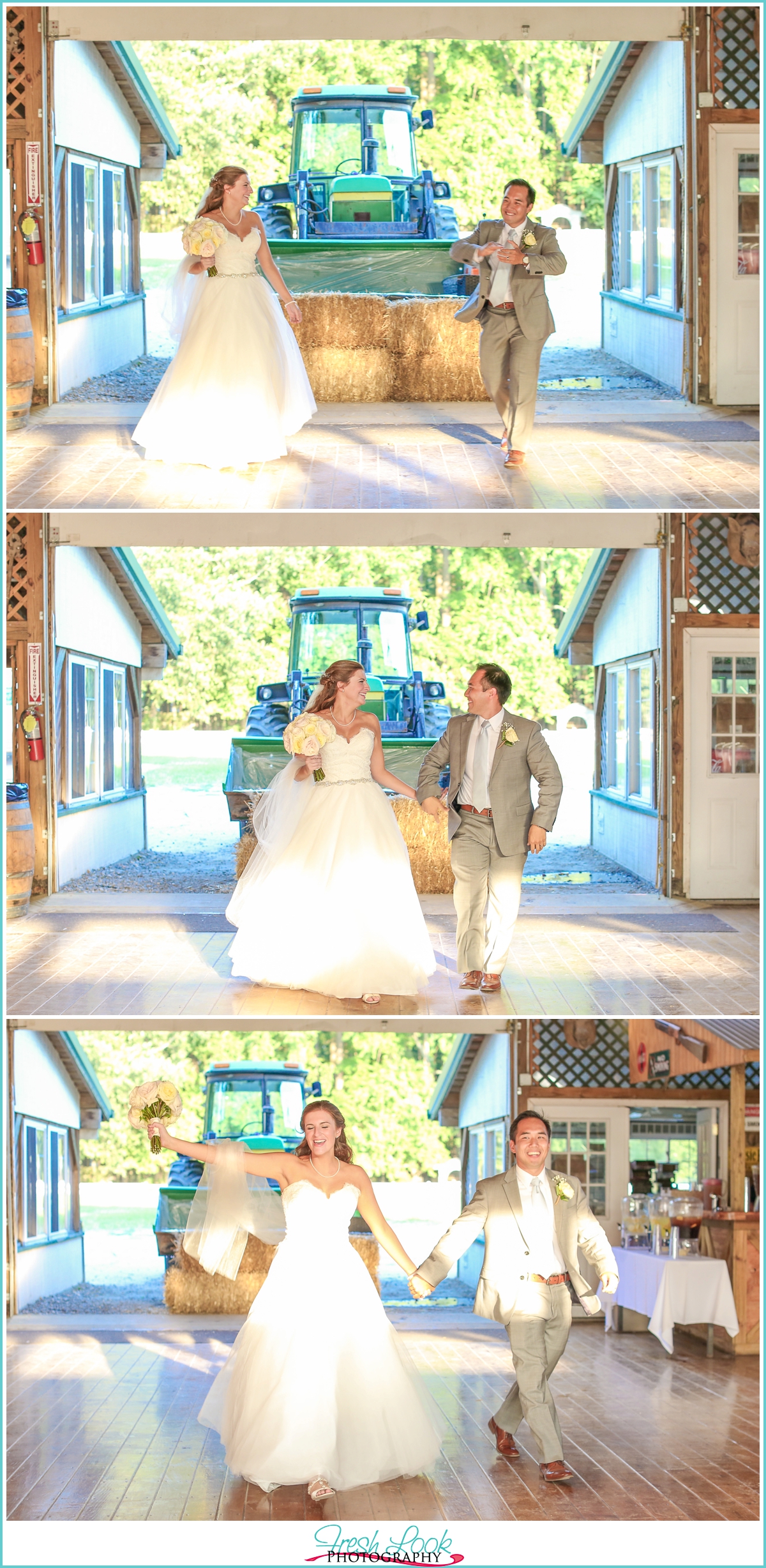 bride and groom entering reception