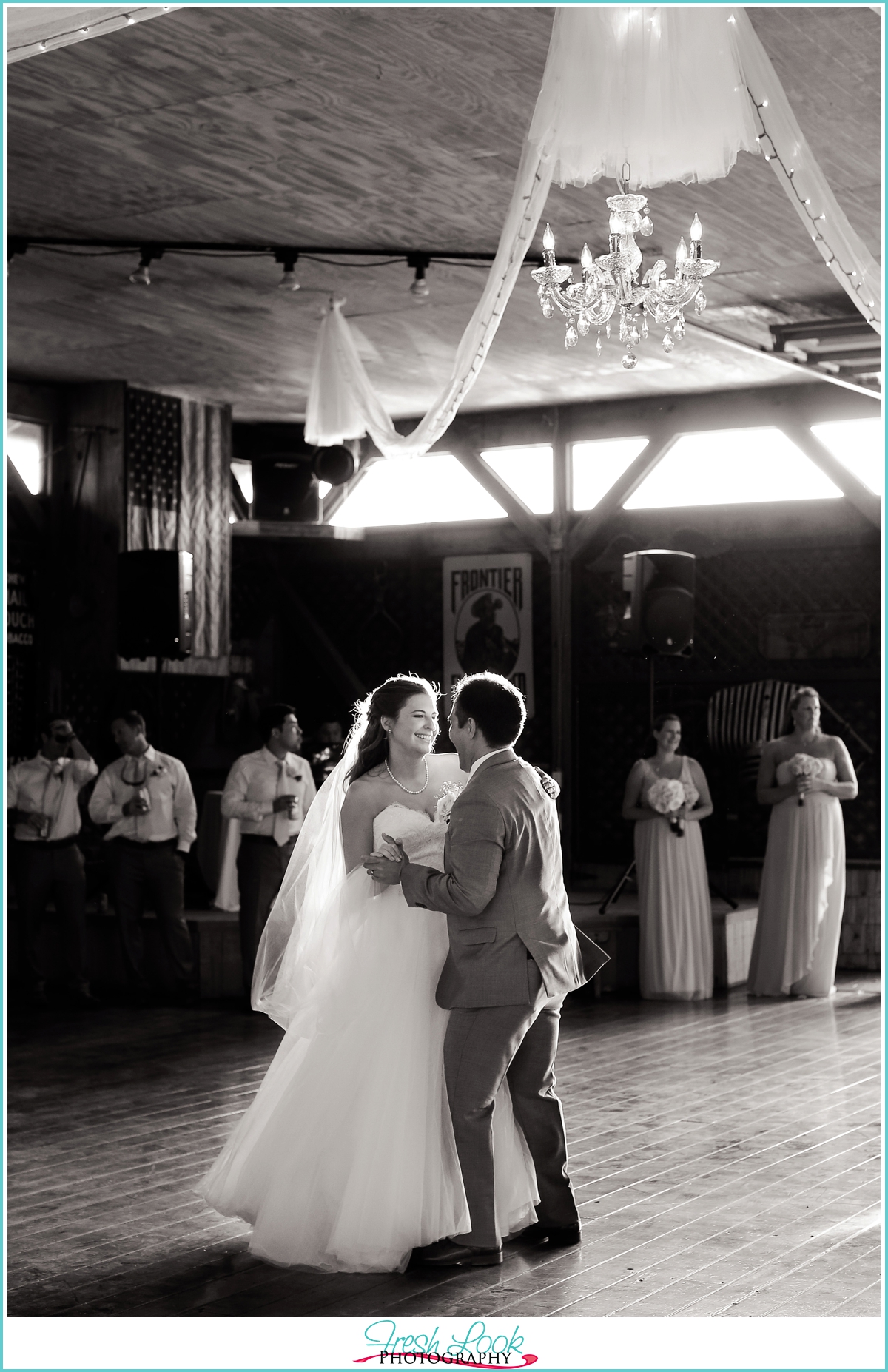 moody black and white first dance