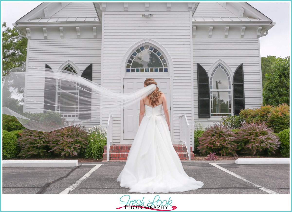 veil blowing in the wind wedding