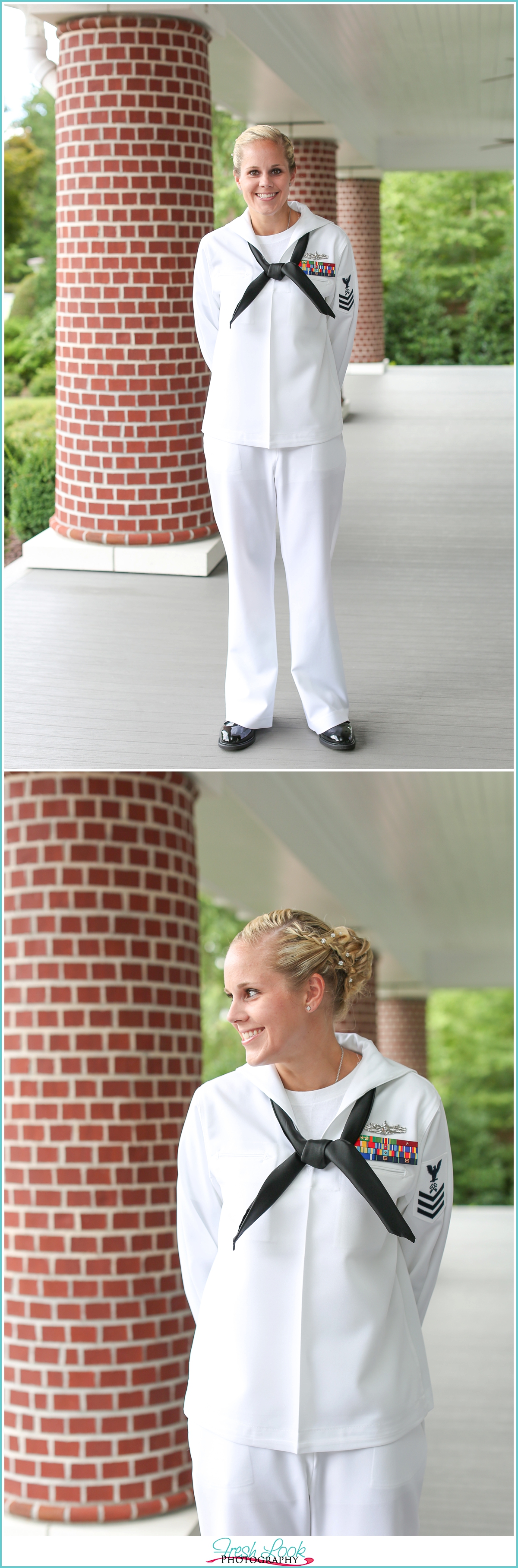 bride wearing dress whites