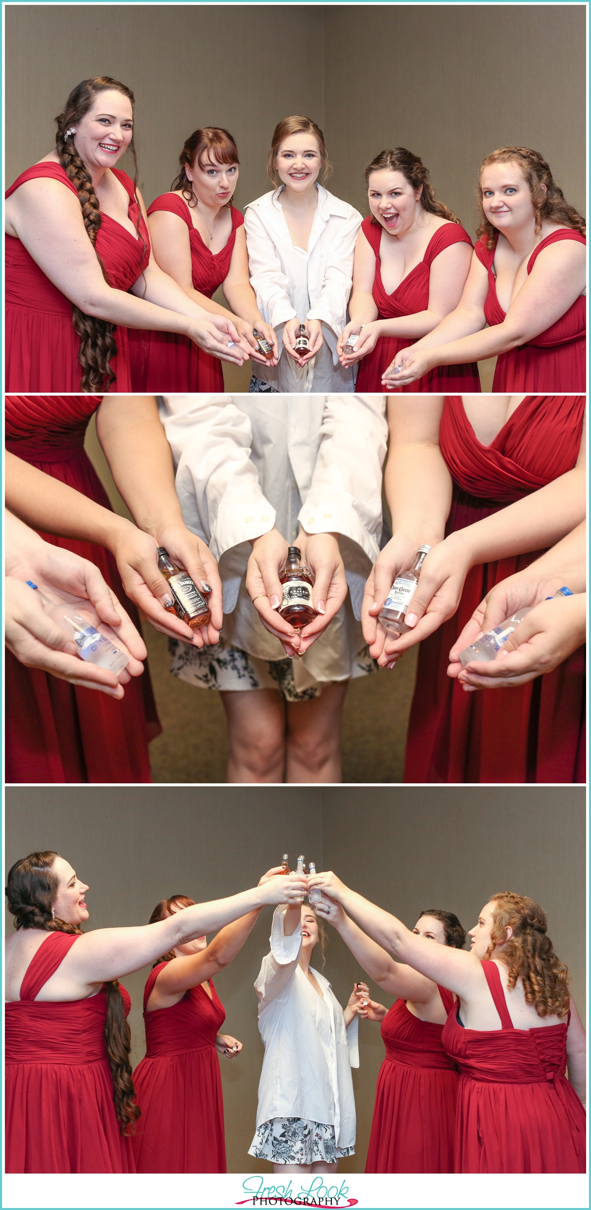 bridesmaids toasting