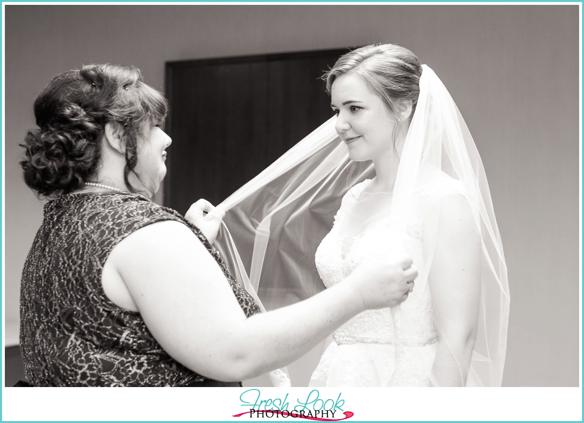 bride wearing wedding veil