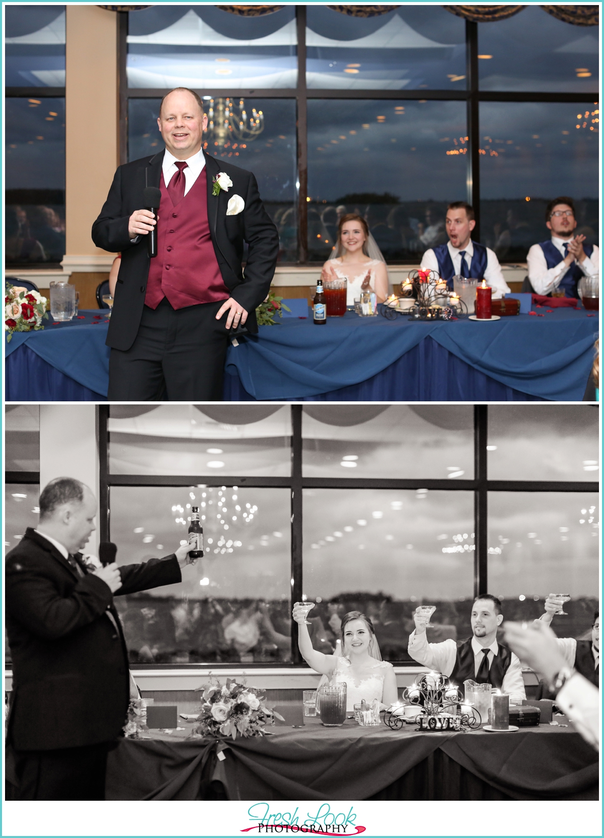 father toasting the bride and groom